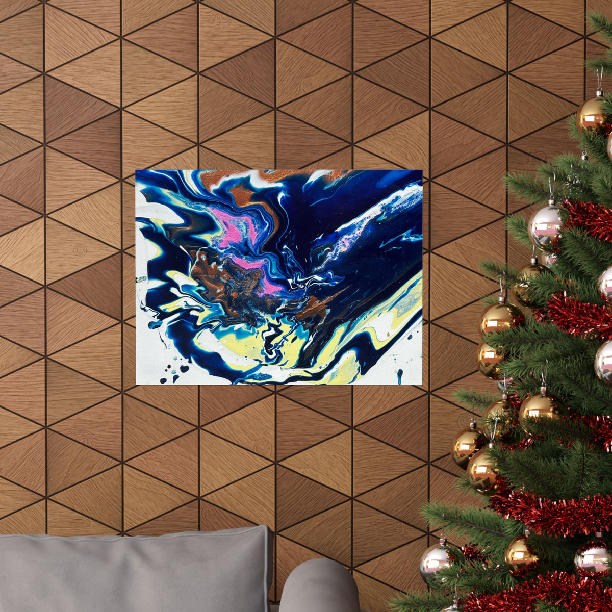 Abstract Blue Marble Matte Poster Change Horizontal Fluid Art Print