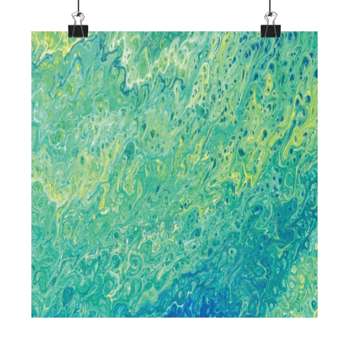 Abstract Ocean Blue Matte Poster Moss Turquoise Green Fluid Art