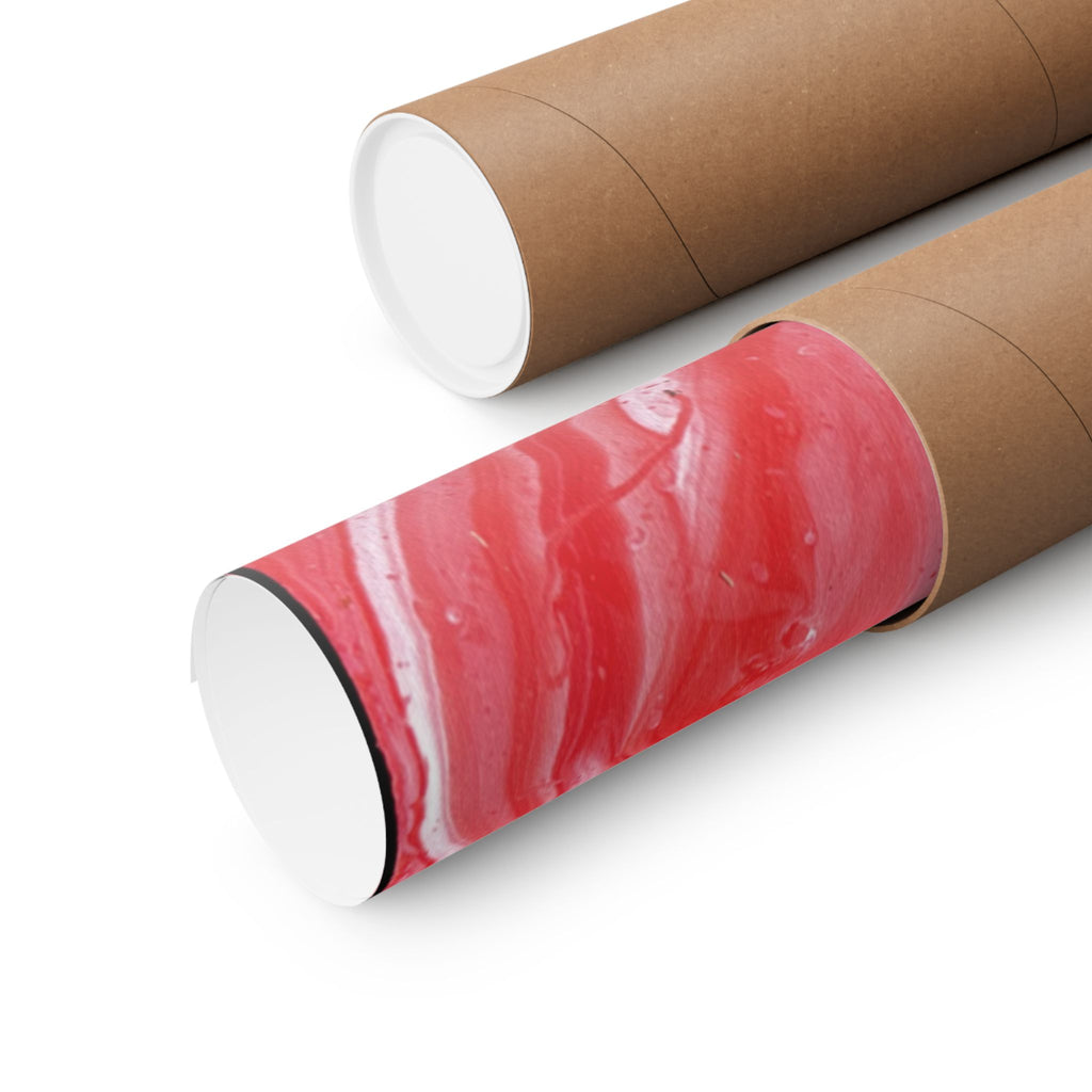Red Marble Mars Matte Vertical Poster Abstract Red & Cream Wall Art