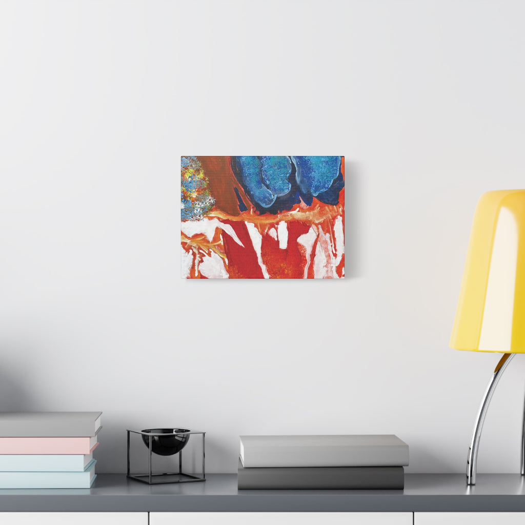 Abstract Red & Blue Matte Stretched Canvas Modern Expressionist Wall Art
