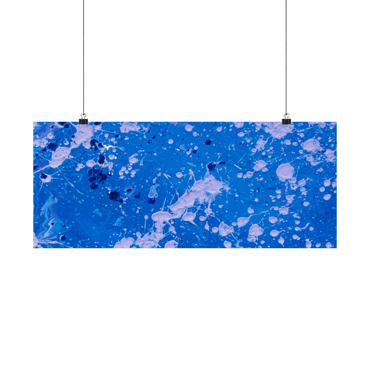 Blue Abstract Splash Matte Poster Horizontal Ocean-Inspired Art Print