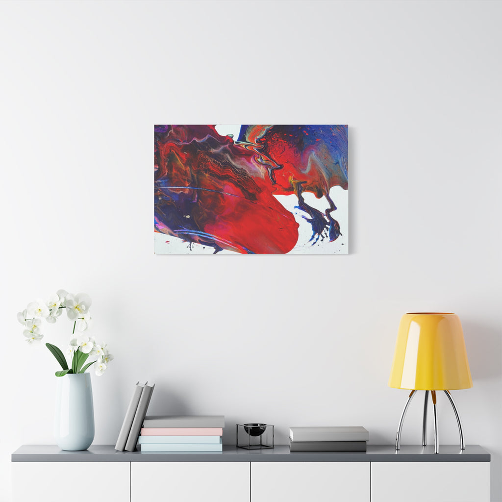 Abstract Red & Blue Fluid Art Canvas Print — Matte Stretched Wall Art