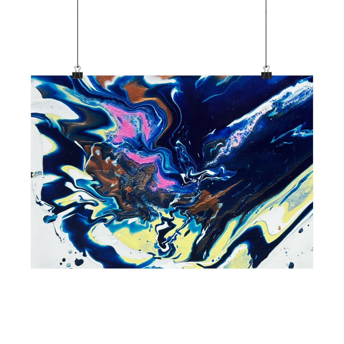 Abstract Blue Marble Matte Poster Change Horizontal Fluid Art Print