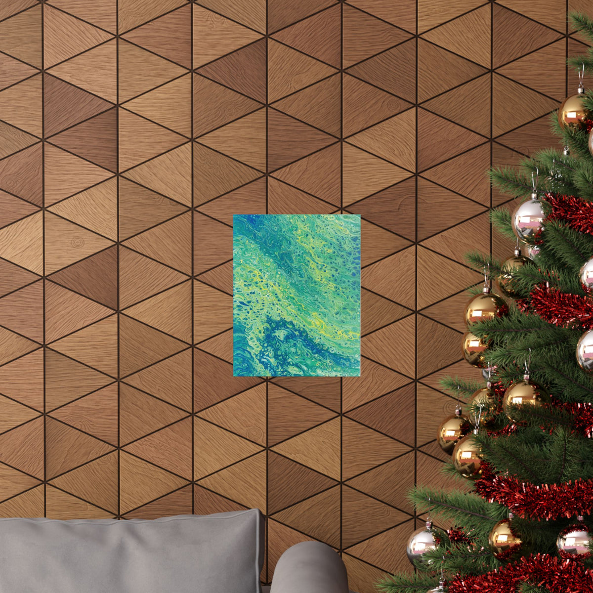 Moss Abstract Ocean Flow Matte Poster (Blue-Green Vertical Fluid Art)