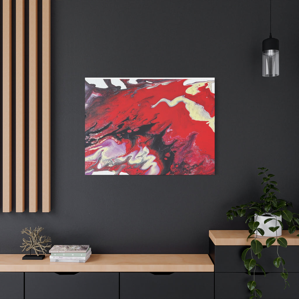 Power Abstract Red Fluid Art Canvas Print (Matte Stretched 1.25")
