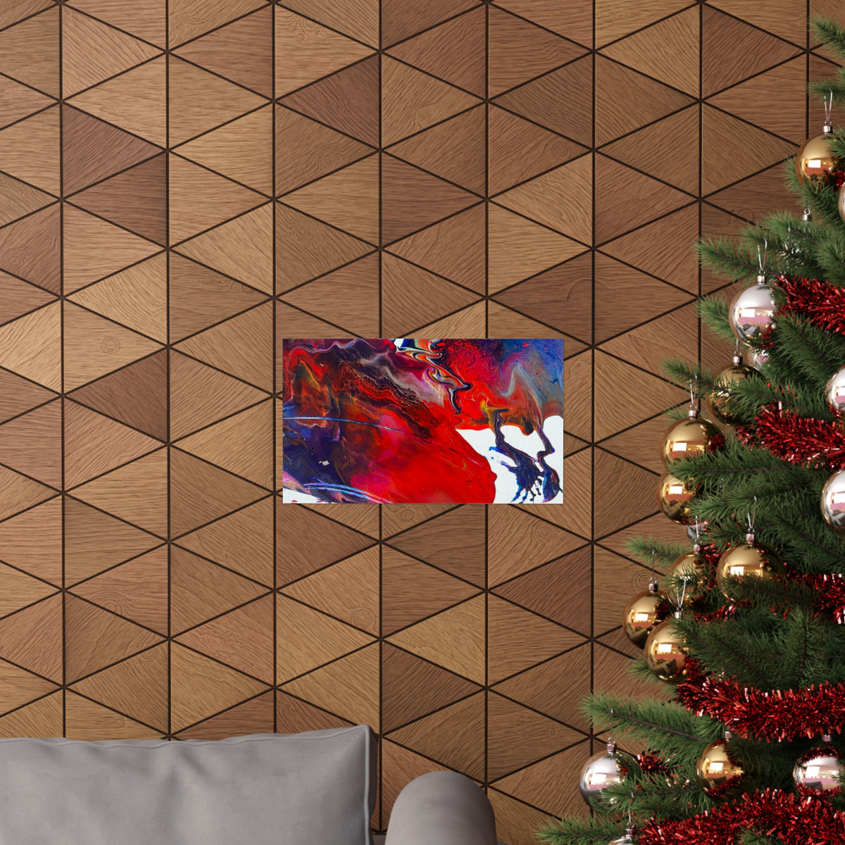 Abstract Red & Blue Matte Poster Universe Horizontal Modern Art Print