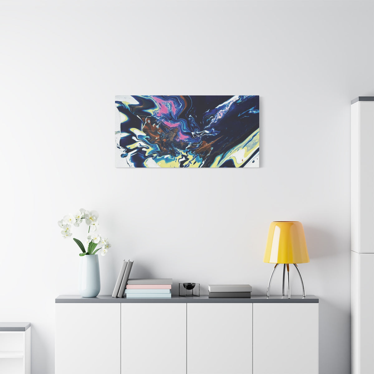 Change Abstract Blue Fluid Art Matte Canvas Print (Stretched Wall Art)