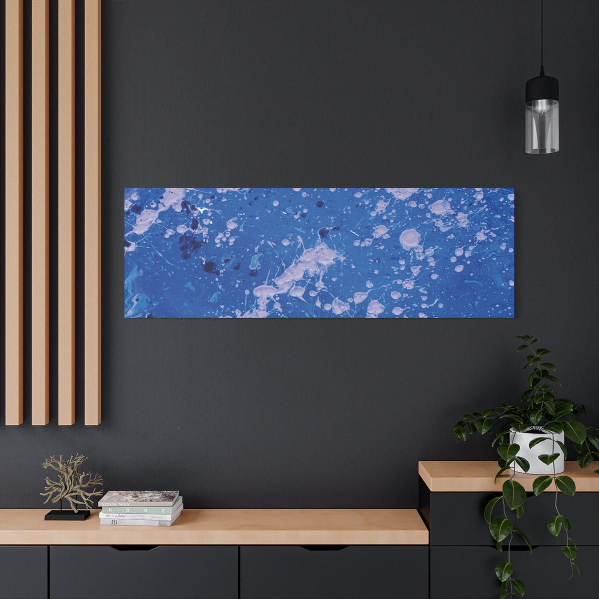 Blue Abstract Splatter Canvas Print  Dots (Matte Stretched 1.25")