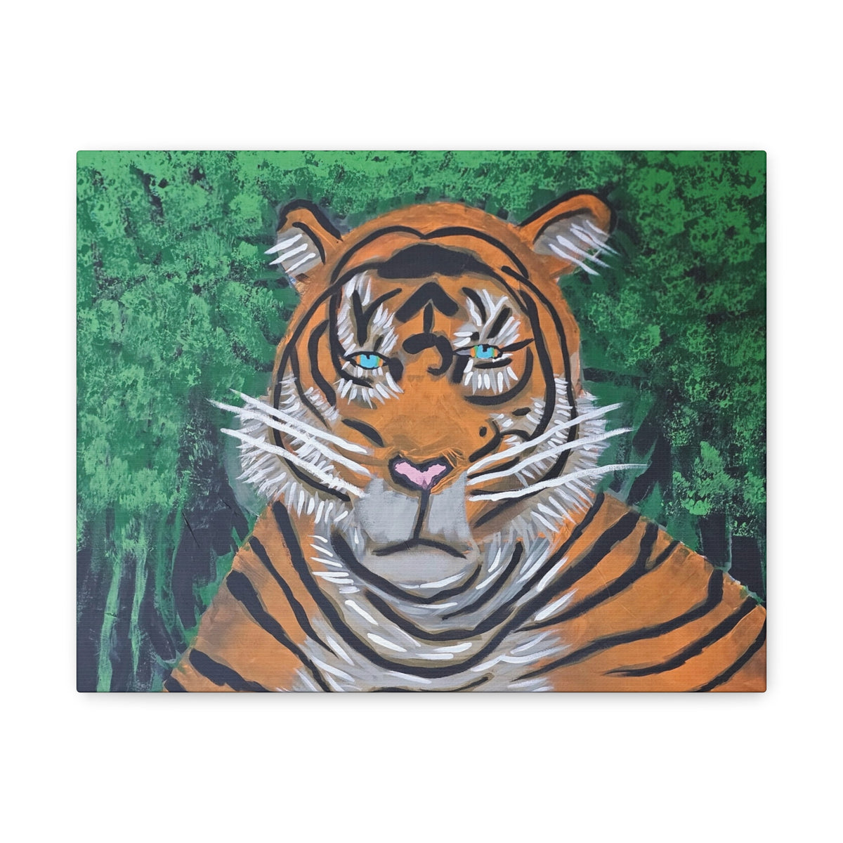 Tiger Portrait Matte Canvas Wall Art Bold Jungle Tiger Painting on Stretched Canvas