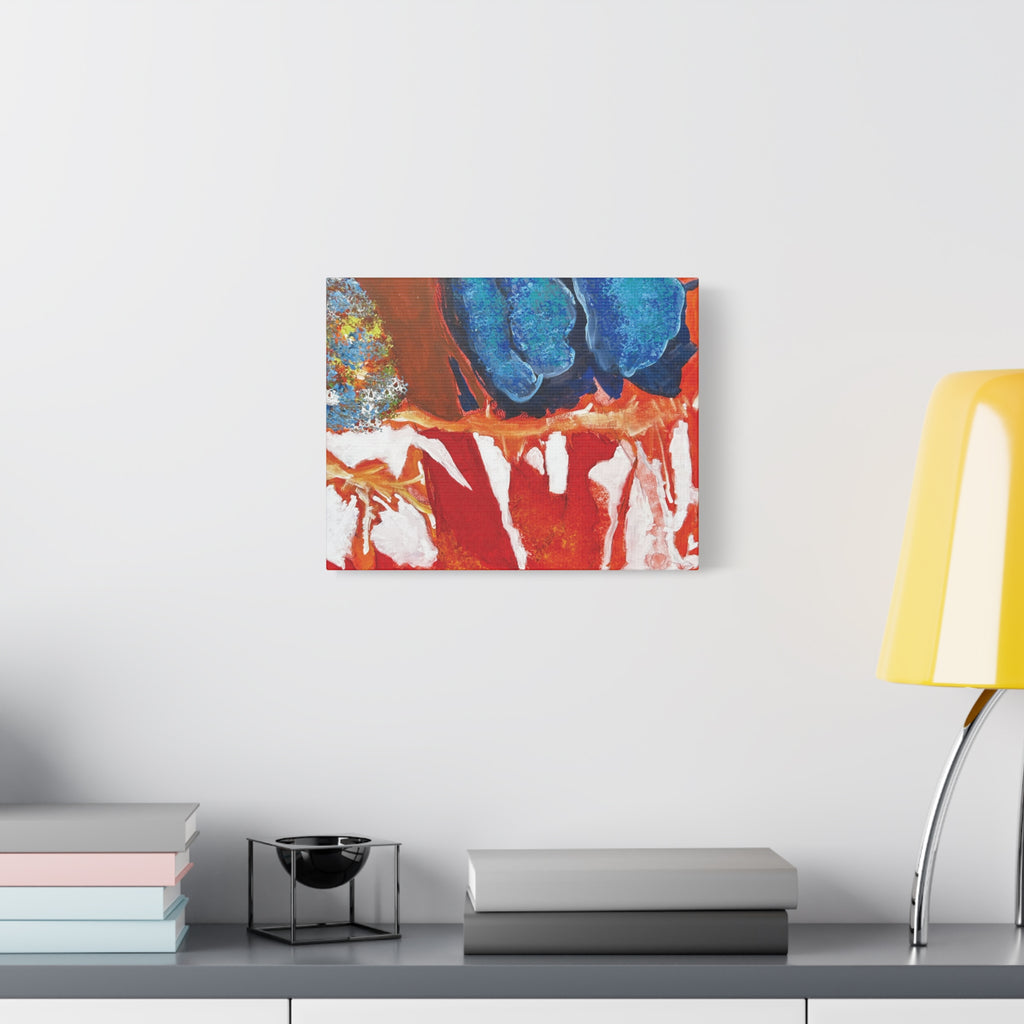 Abstract Red & Blue Matte Stretched Canvas Modern Expressionist Wall Art