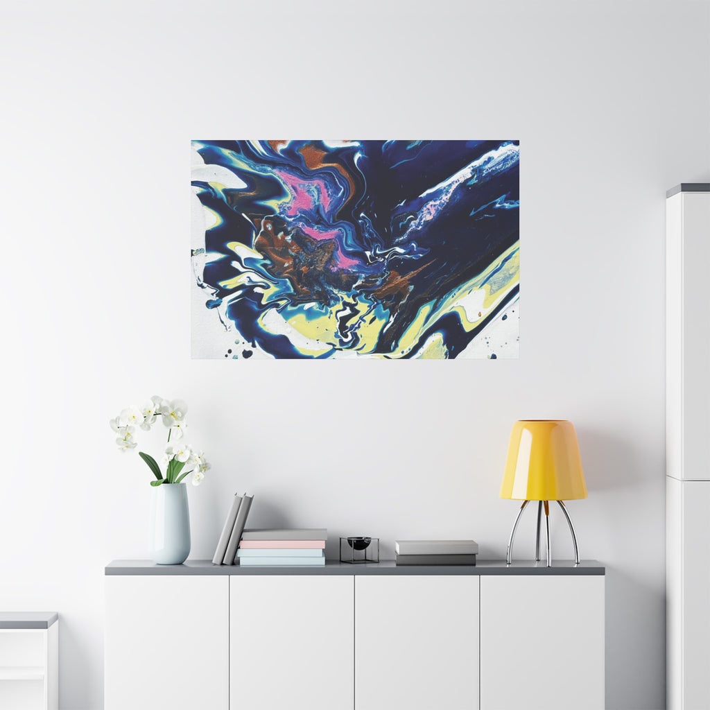 Change Abstract Blue Fluid Art Matte Canvas Print (Stretched Wall Art)