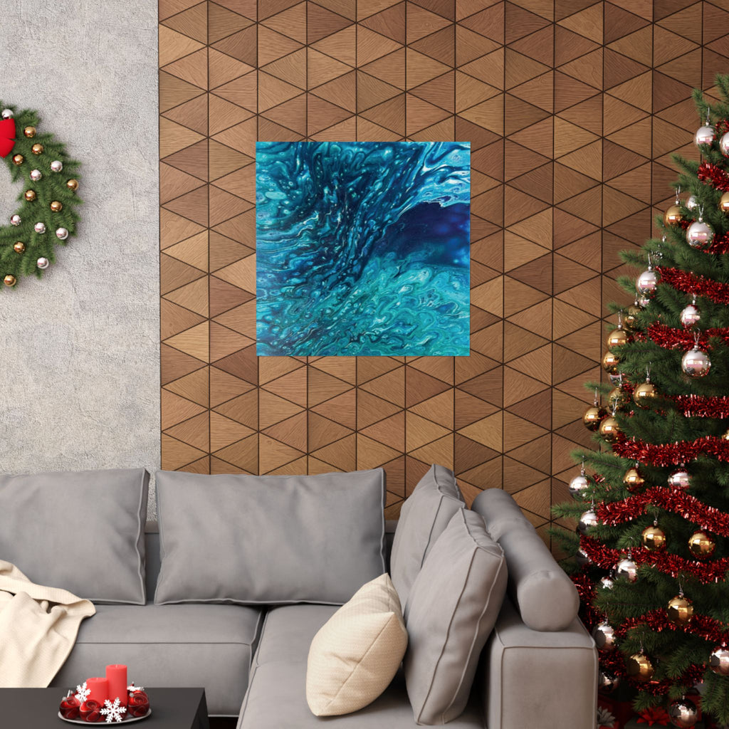 Ocean Abyss Matte Poster Abstract Teal Blue Wall Art