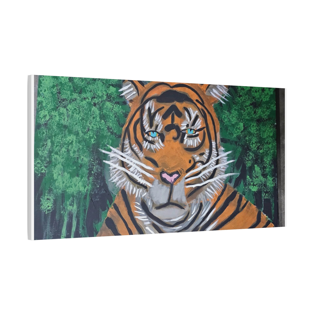 Tiger Portrait Matte Canvas Wall Art Bold Jungle Tiger Painting on Stretched Canvas