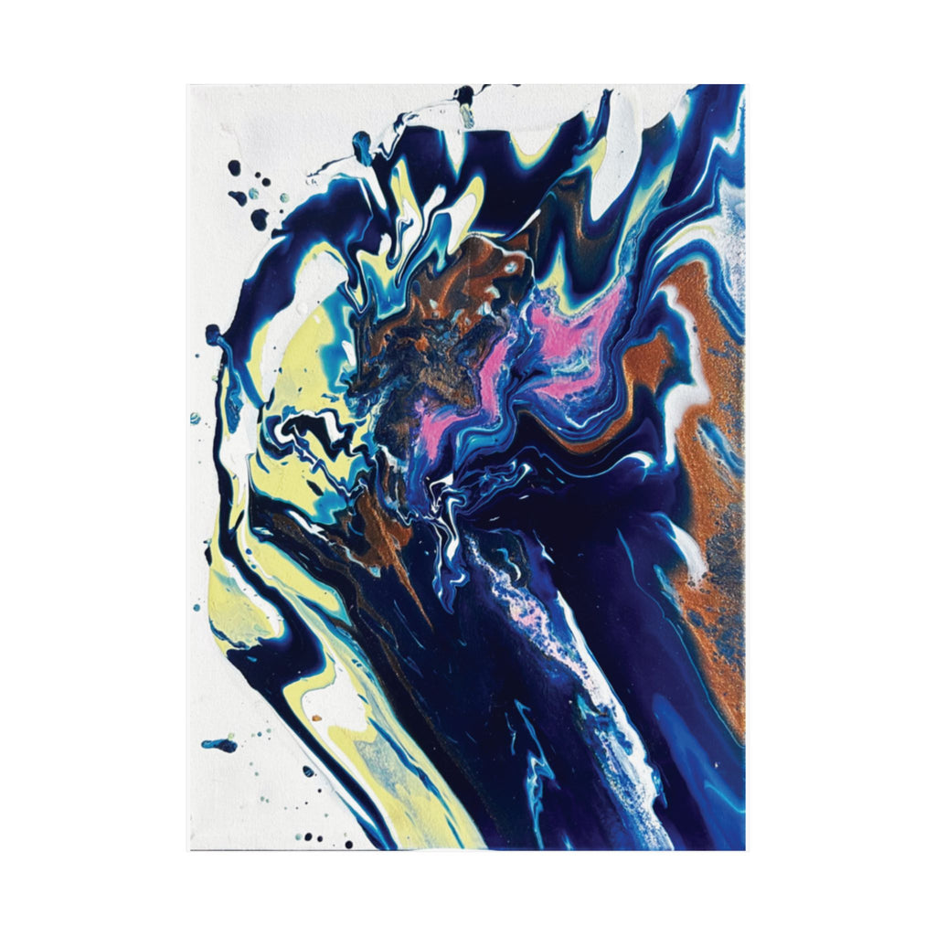 Change Abstract Blue Swirl Matte Poster (Vertical Fluid Art Wall Print)