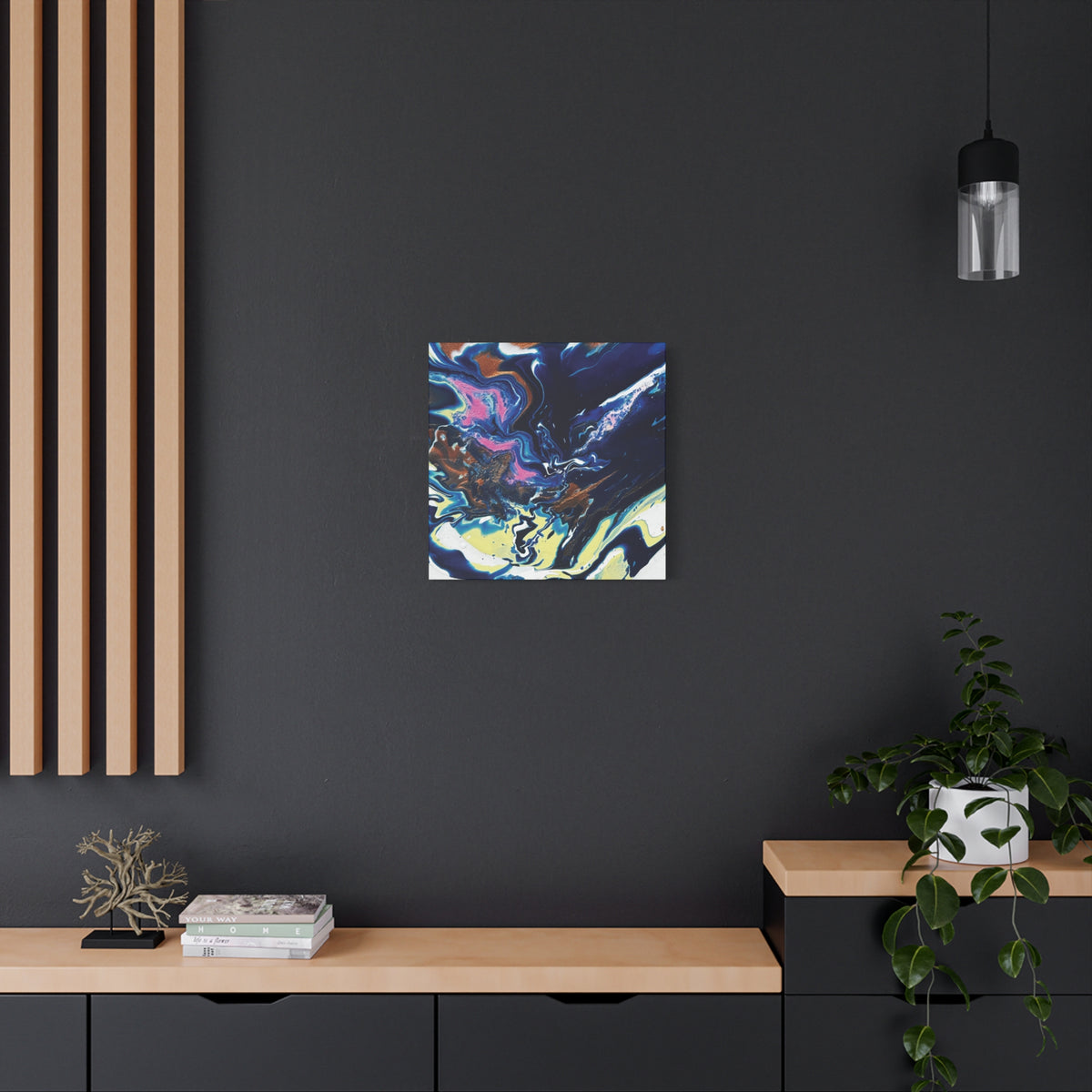 Change Abstract Blue Fluid Art Matte Canvas Print (Stretched Wall Art)