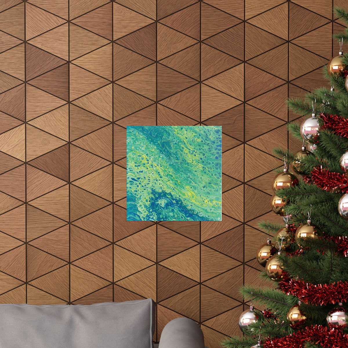 Moss Abstract Ocean Flow Matte Poster (Blue-Green Vertical Fluid Art)