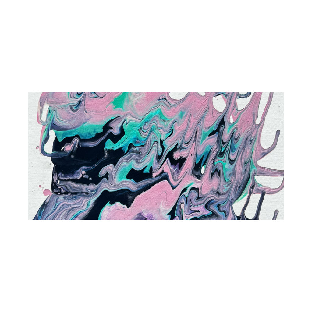 Abstract Fluid Art Poster Dripping Pink & Teal Matte Horizontal Print