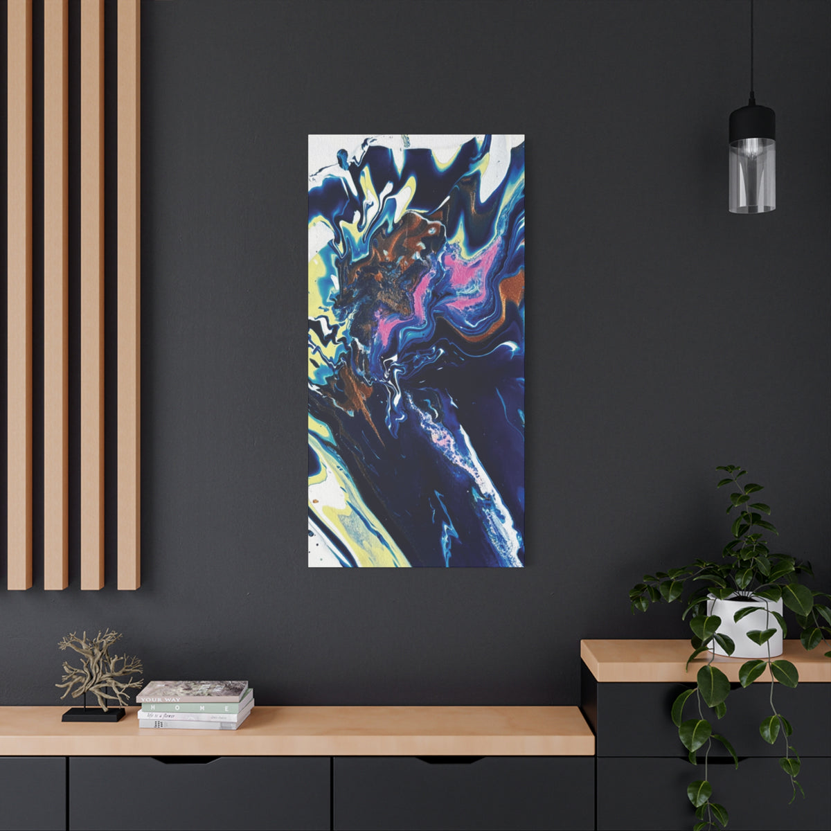 Change Abstract Blue Fluid Art Matte Canvas Print (Stretched Wall Art)