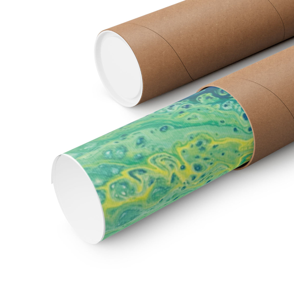 Moss Abstract Ocean Flow Matte Poster (Blue-Green Vertical Fluid Art)