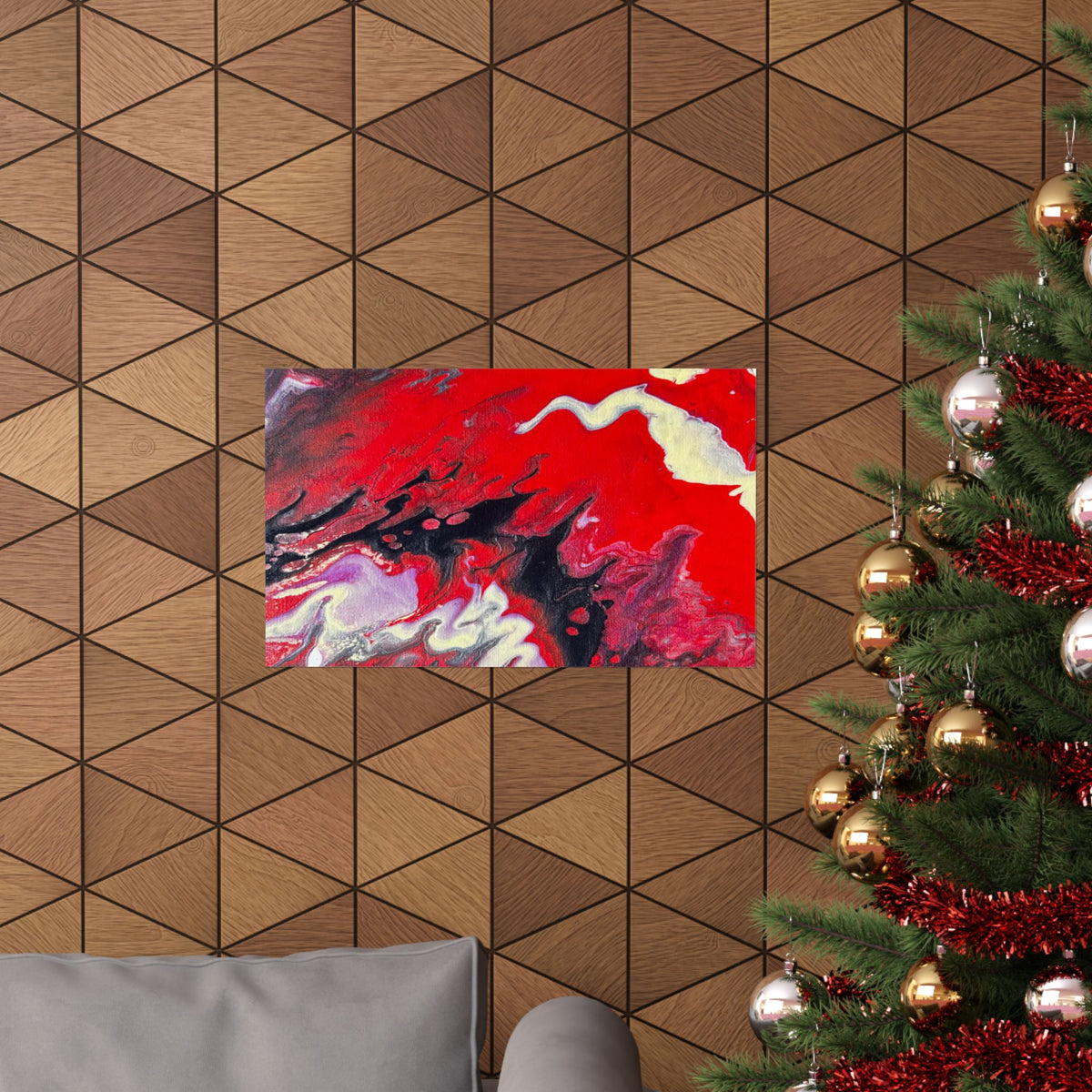 Power Abstract Red Fluid Art Matte Poster (Horizontal)