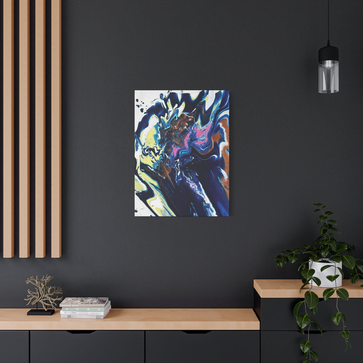Change Abstract Blue Fluid Art Matte Canvas Print (Stretched Wall Art)