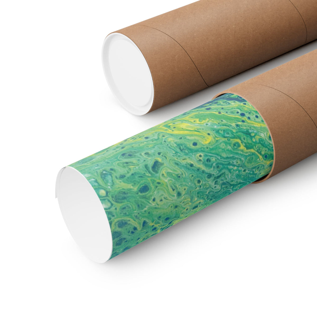 Moss Abstract Ocean Flow Matte Poster (Blue-Green Vertical Fluid Art)