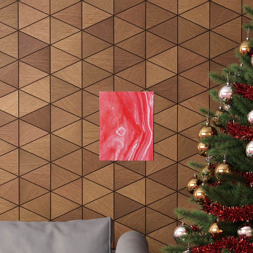 Red Marble Mars Matte Vertical Poster Abstract Red & Cream Wall Art