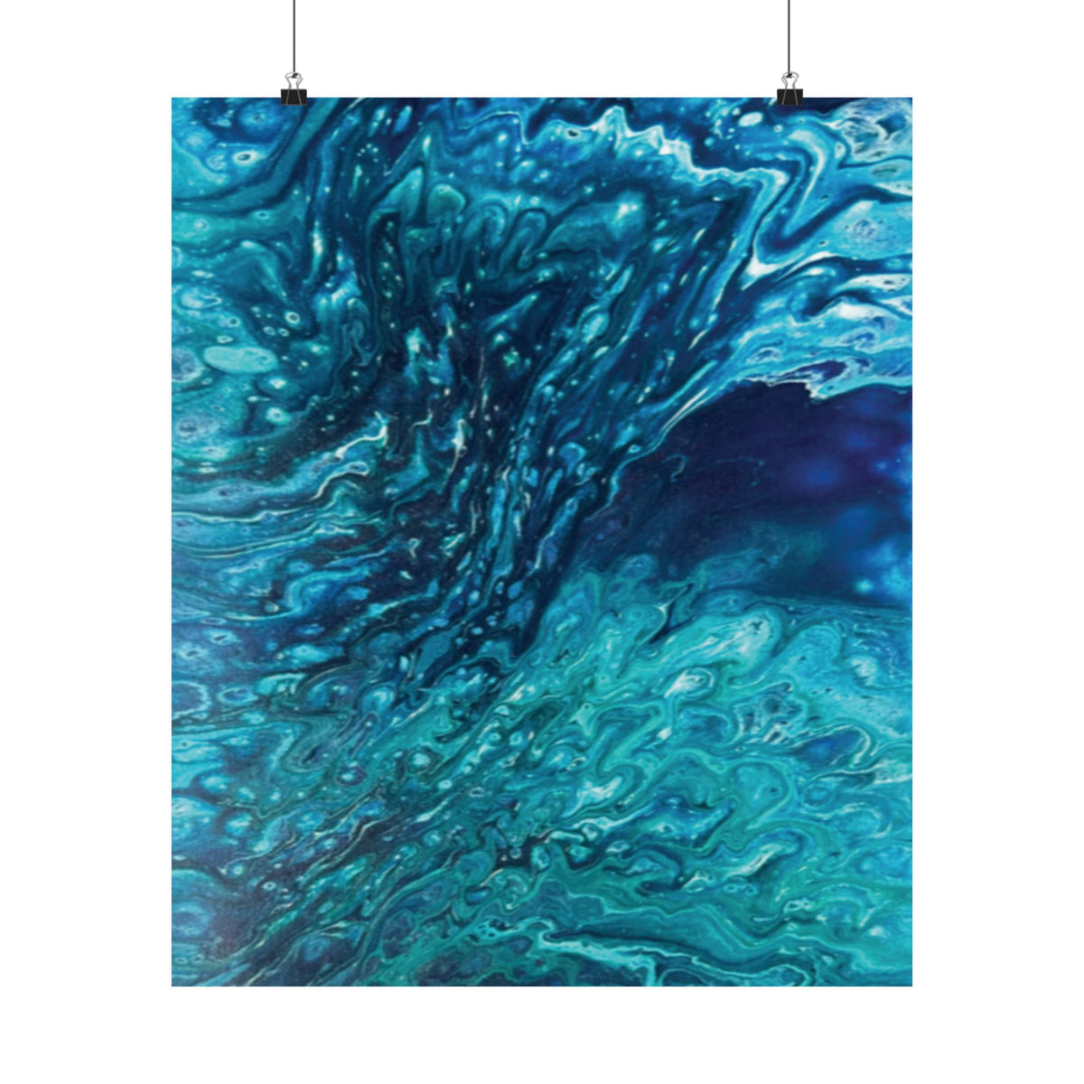 Ocean Abyss Matte Poster Abstract Teal Blue Wall Art
