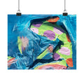 The Fish Abstract Color Splash Matte Horizontal Poster Vibrant Blue & Neon Accent Wall Art