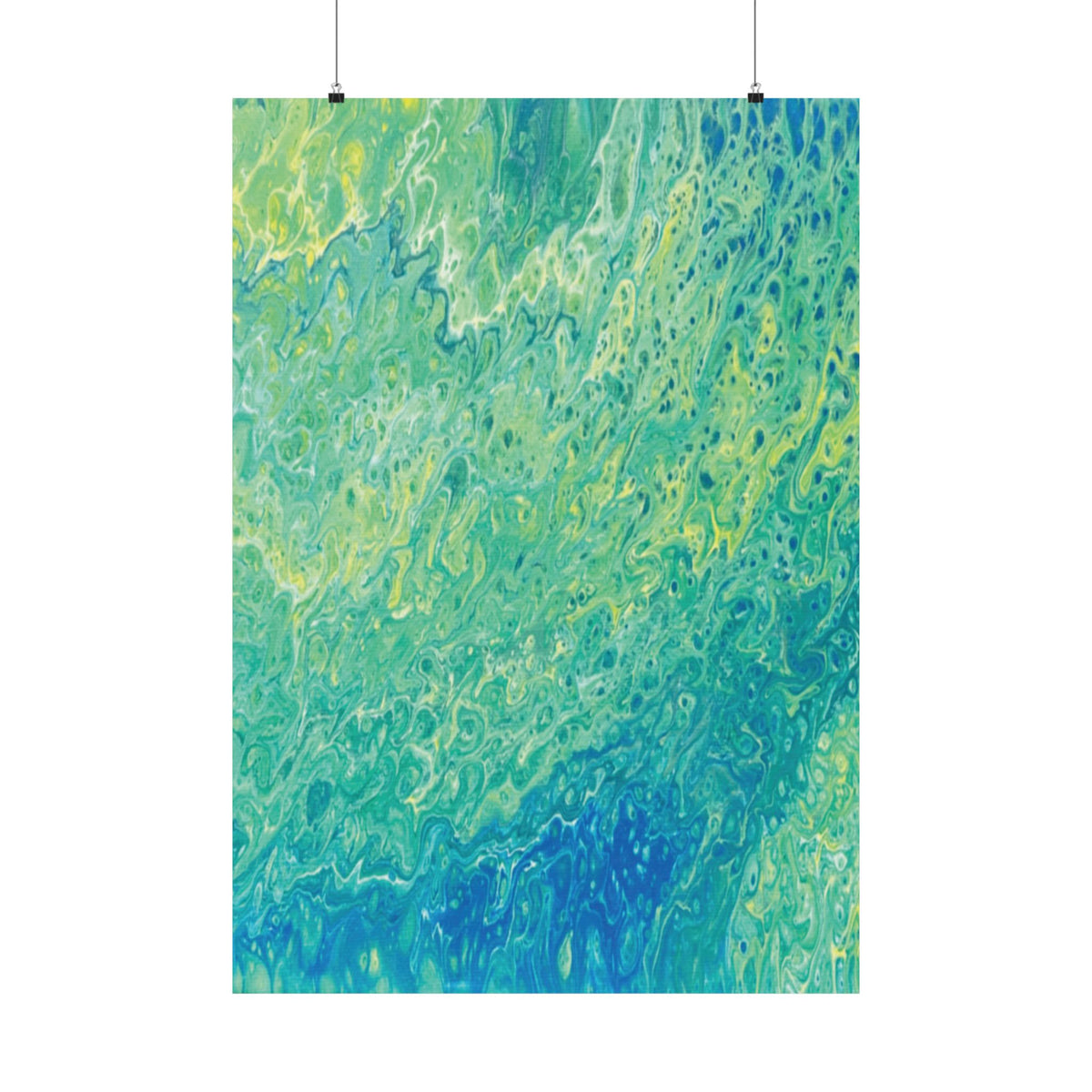 Abstract Ocean Blue Matte Poster Moss Turquoise Green Fluid Art