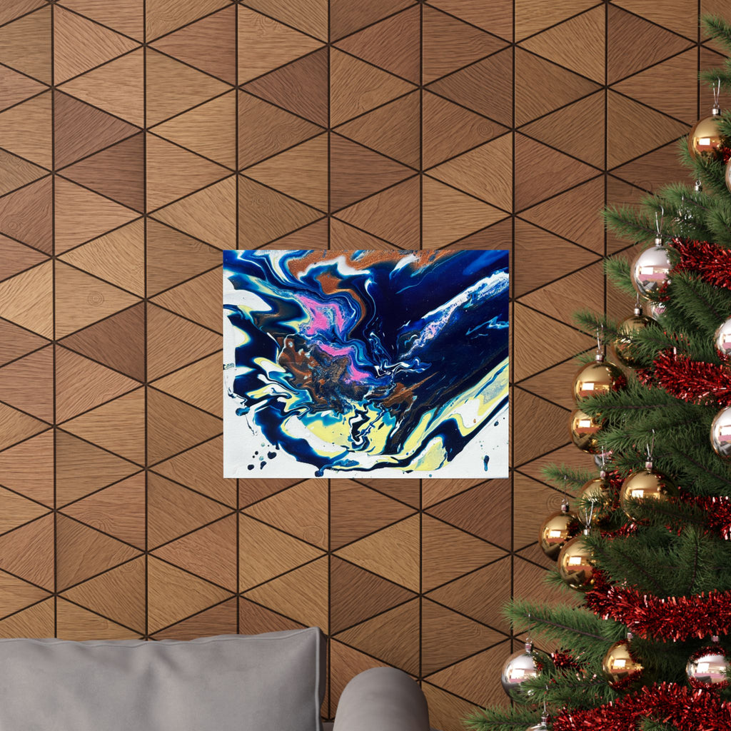 Abstract Blue Marble Matte Poster Change Horizontal Fluid Art Print