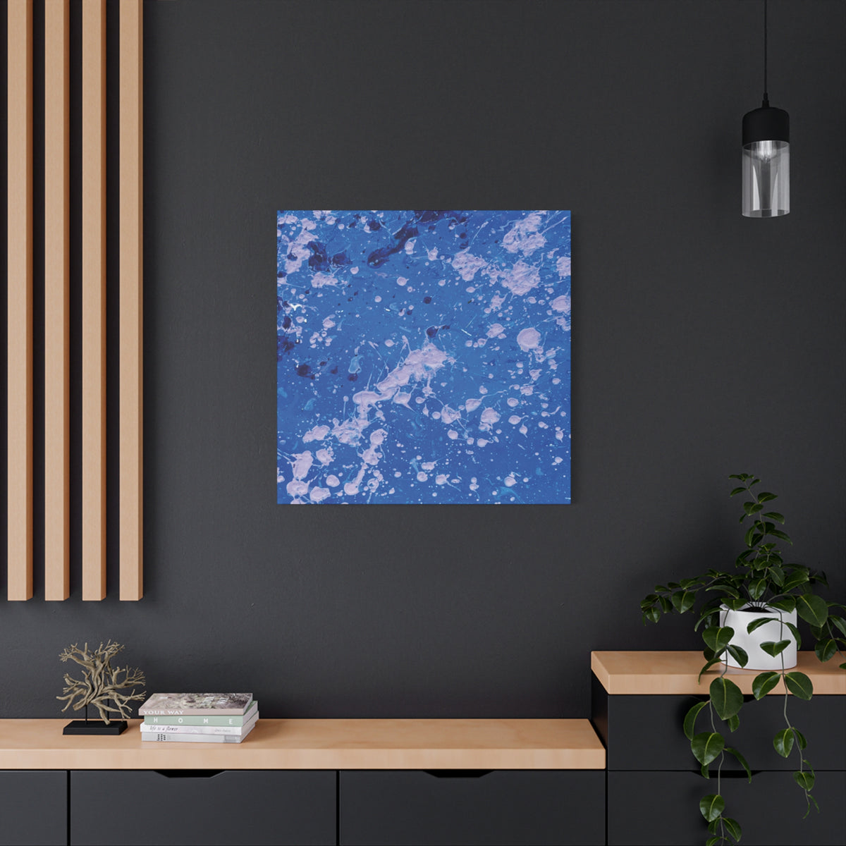 Blue Abstract Splatter Canvas Print  Dots (Matte Stretched 1.25")