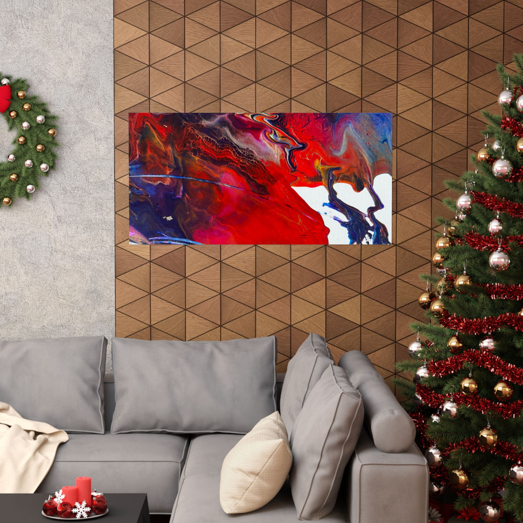 Abstract Red & Blue Matte Poster Universe Horizontal Modern Art Print
