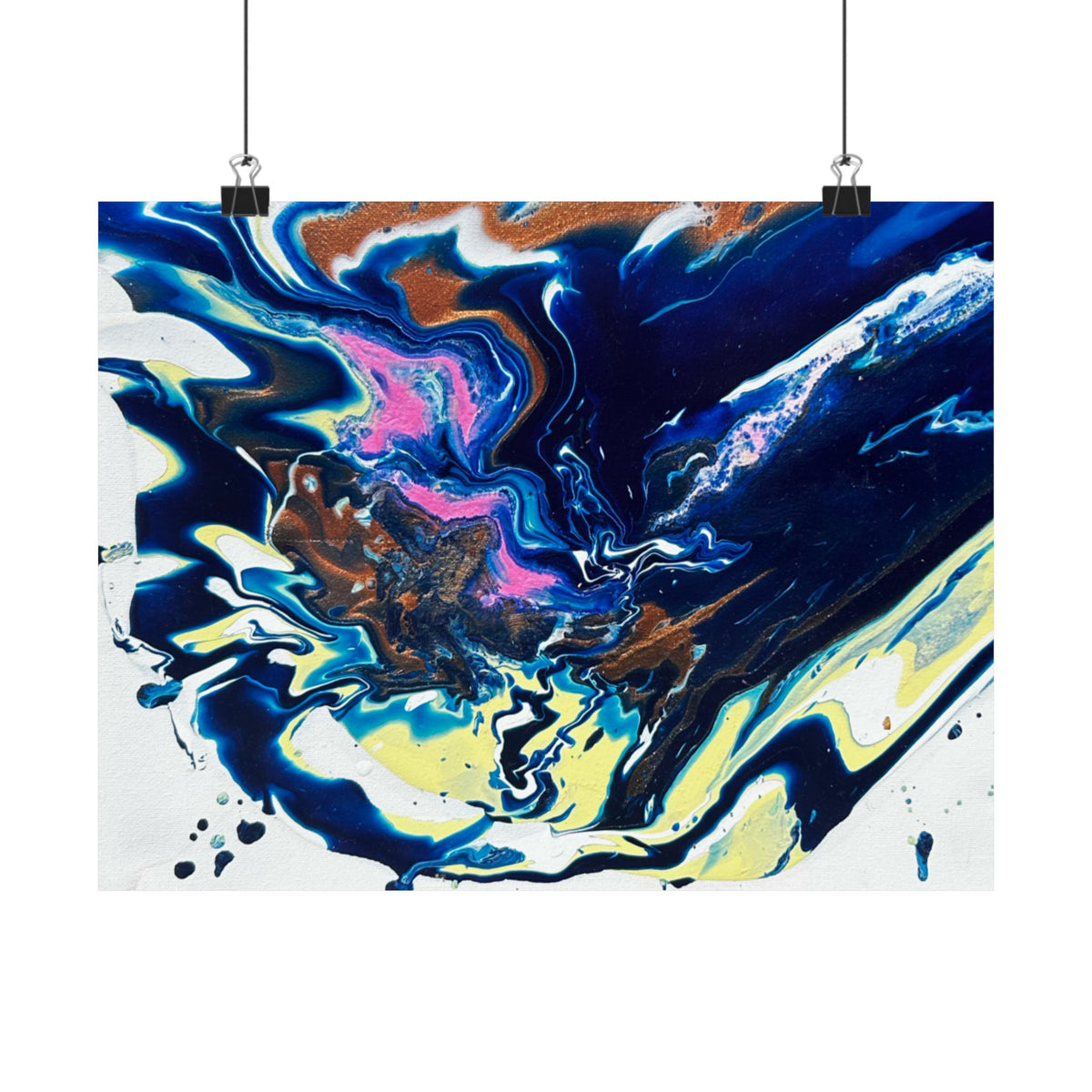 Abstract Blue Marble Matte Poster Change Horizontal Fluid Art Print