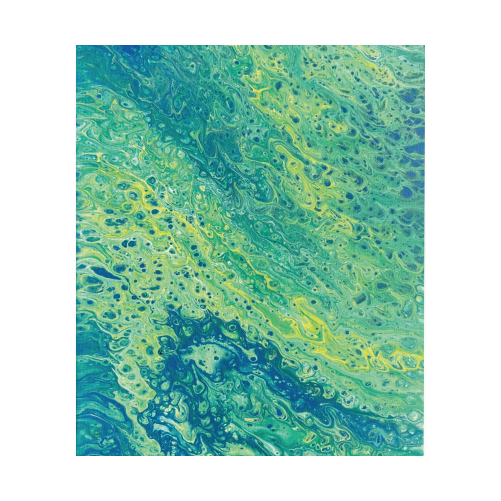 Moss Abstract Ocean Flow Matte Poster (Blue-Green Vertical Fluid Art)