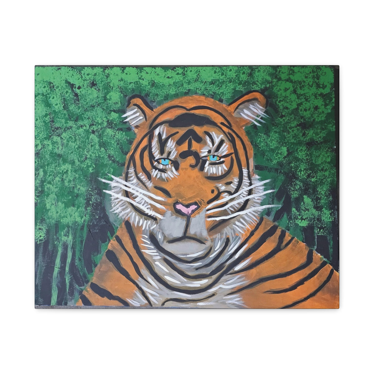 Tiger Portrait Matte Canvas Wall Art Bold Jungle Tiger Painting on Stretched Canvas