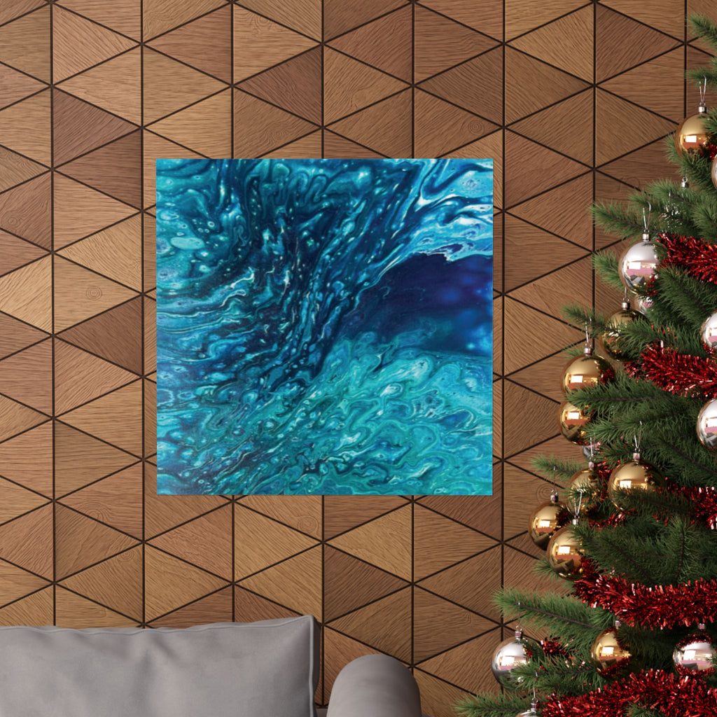 Ocean Abyss Matte Poster Abstract Teal Blue Wall Art
