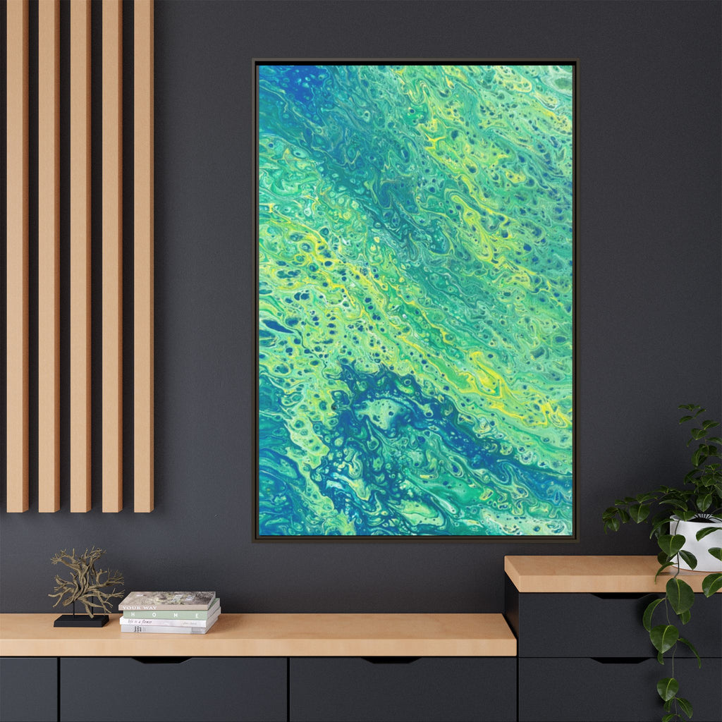 Moss 2 Abstract Ocean Fluid Art Matte Canvas Framed Wall Art