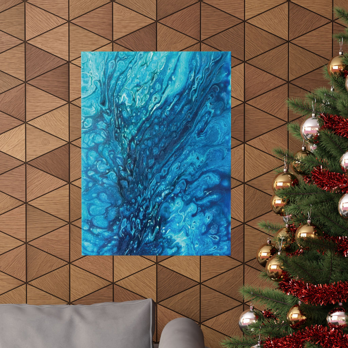 Abstract Ocean Blue Matte Poster Vertical Wall Art Print