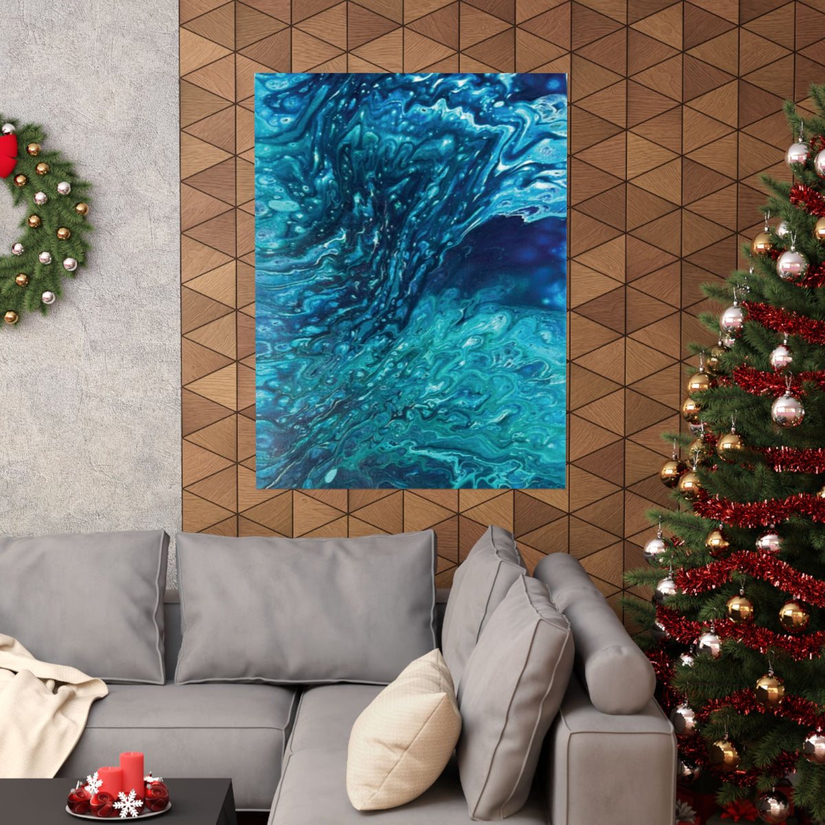 Ocean Abyss Matte Poster Abstract Teal Blue Wall Art
