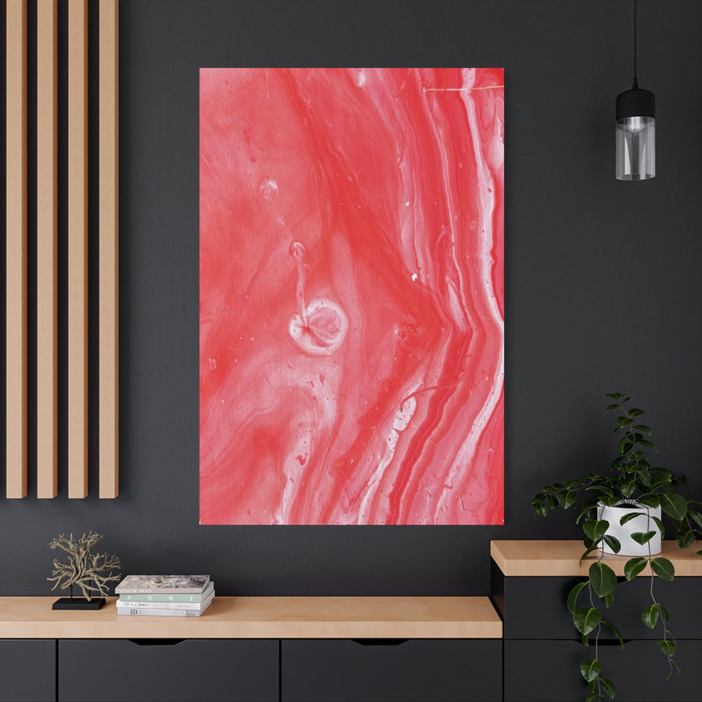 Red Marble 'Mars' Matte Canvas Print Stretched Abstract Wall Art