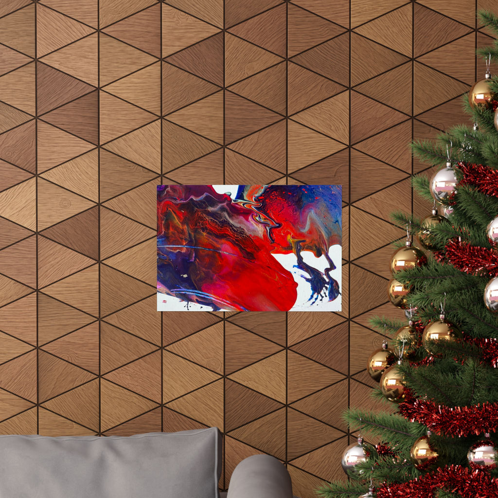 Abstract Red & Blue Matte Poster Universe Horizontal Modern Art Print
