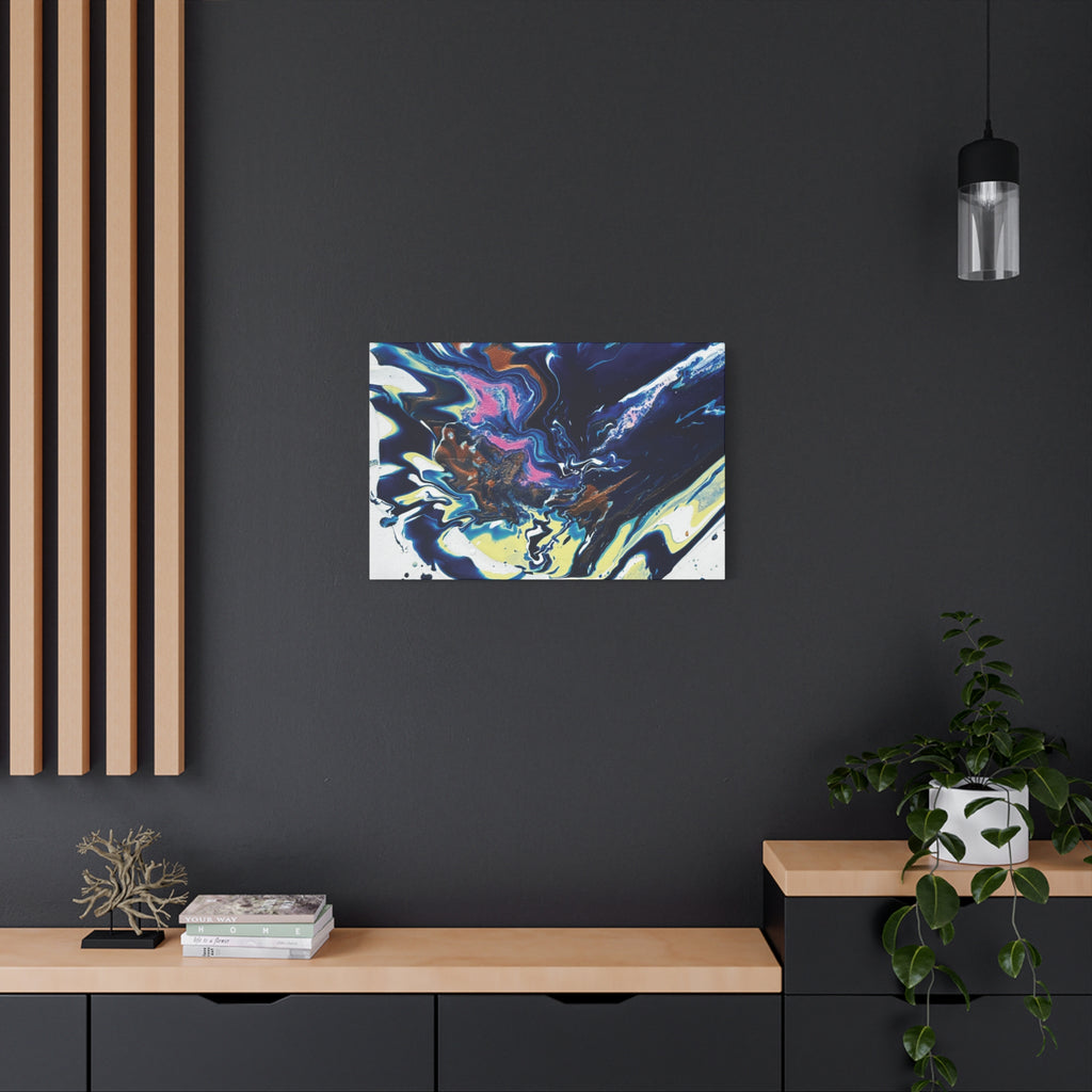 Change Abstract Blue Fluid Art Matte Canvas Print (Stretched Wall Art)