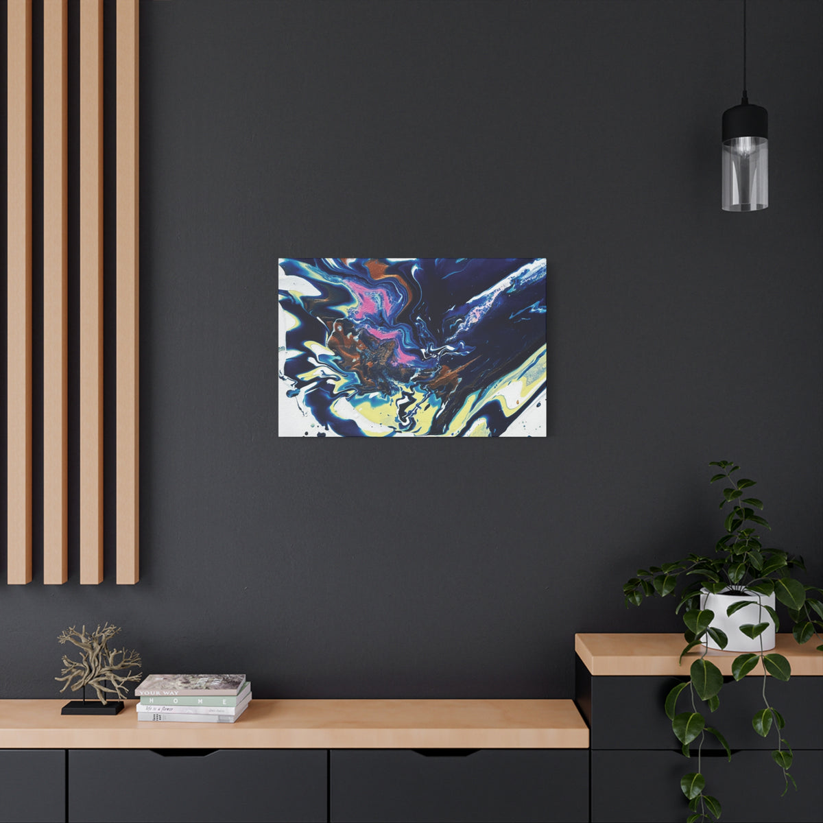 Change Abstract Blue Fluid Art Matte Canvas Print (Stretched Wall Art)