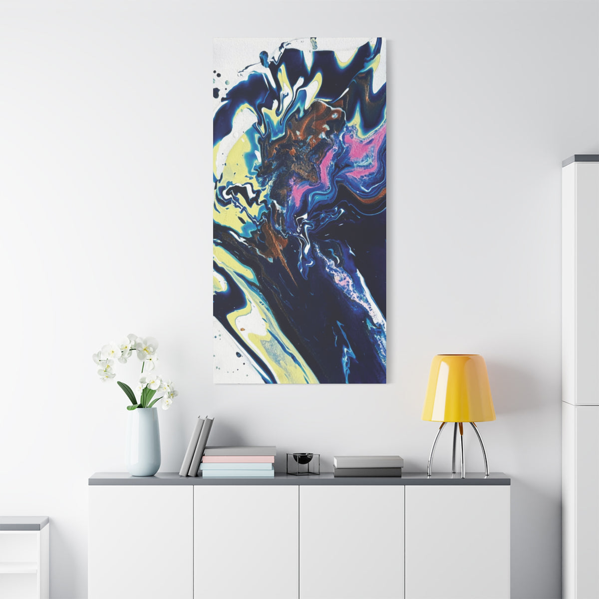 Change Abstract Blue Fluid Art Matte Canvas Print (Stretched Wall Art)
