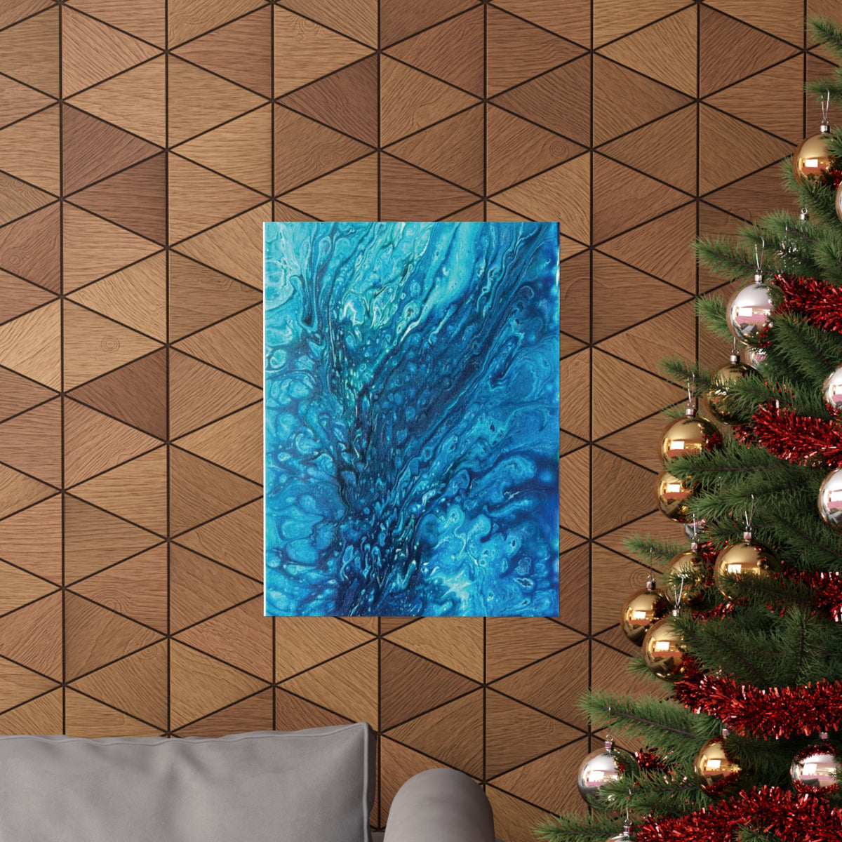 Abstract Ocean Blue Matte Poster Vertical Wall Art Print
