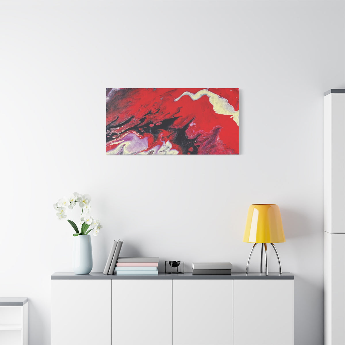Power Abstract Red Fluid Art Canvas Print (Matte Stretched 1.25")