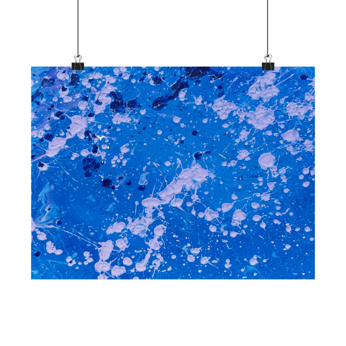 Blue Abstract Splash Matte Poster Horizontal Ocean-Inspired Art Print