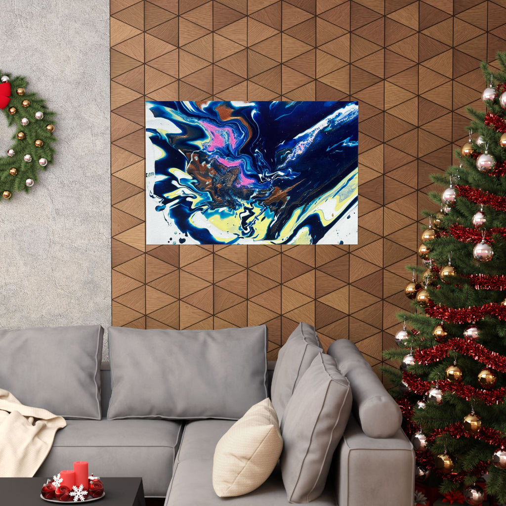 Abstract Blue Marble Matte Poster Change Horizontal Fluid Art Print