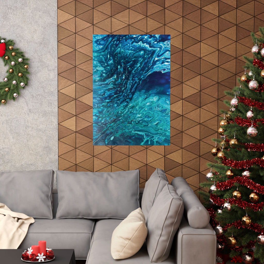 Ocean Abyss Matte Poster Abstract Teal Blue Wall Art